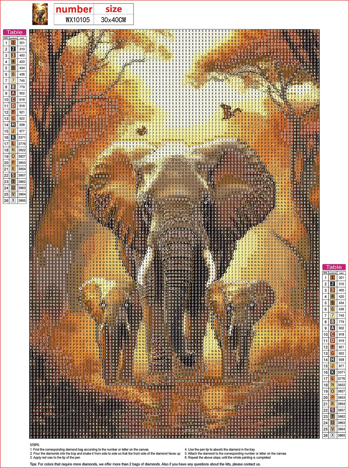 MXJSUA DIY Elephant Diamond Painting Kits for Adults, Animal Diamond Gem Art Painting for Beginners, Diamond Picture with Full Round Drill Dots Craft Set Gift, 12 * 16 Inch MXJSUA
