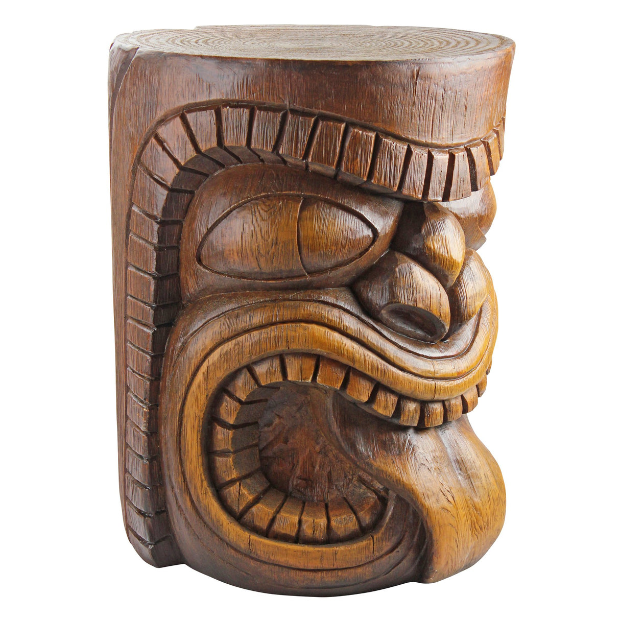Design Toscano Grand Tiki Face Lono Tongue Indoor/Outdoor Side Table Statue, Patio, Bar, Den, 20 inch tall, Cast Stone Resin, Woodtone Finish Design Toscano