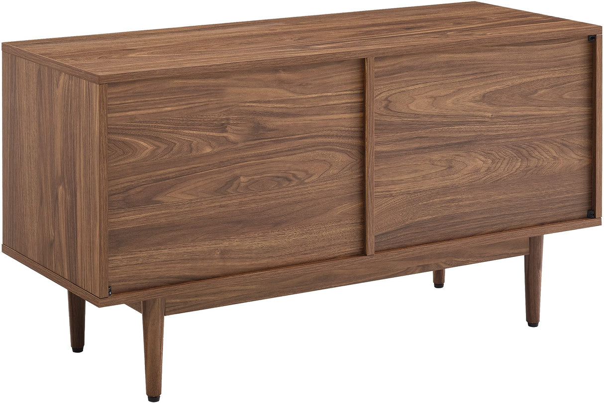 Crosley Furniture Liam Medium Vinyl Record Storage TV Stand and Entertainment Center, Media Console, Walnut Crosley Furniture