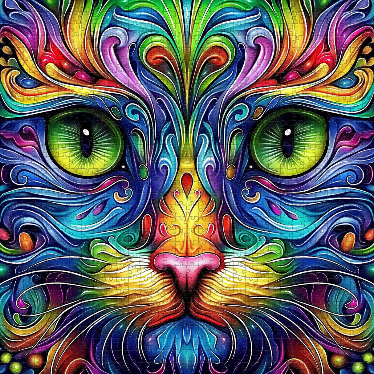 Cat Puzzles for Adults 1000 Pieces, Fantasy Animal Kitten Abstract Art Puzzle, Colorful Funny Cat Puzzle Kitty, Impossible Hard Challenge Jigsaw Puzzle for Adults PICKFORU