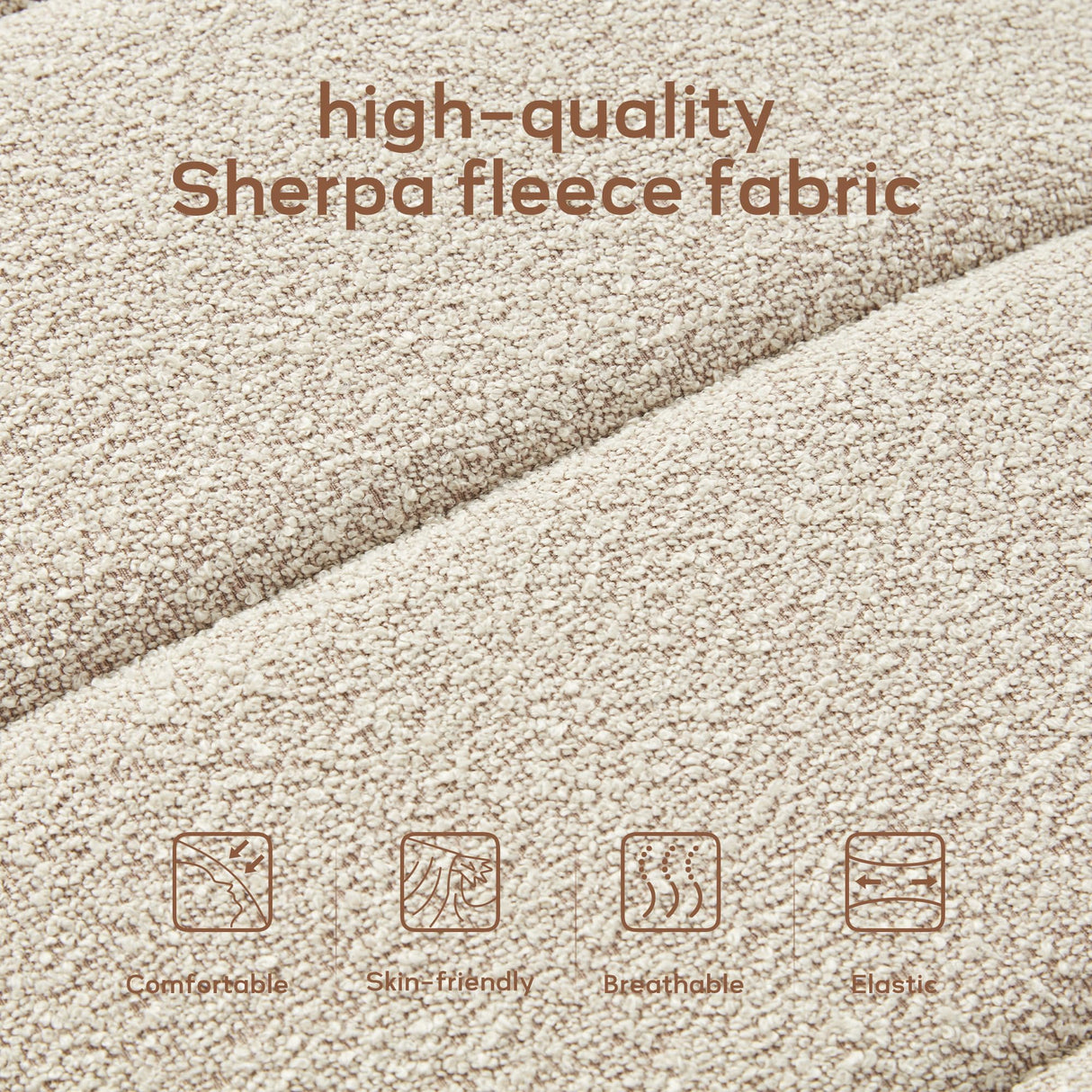 Zihanhome 52.7" Bedroom Bench for End of Bed, Modern Upholstered Teddy Fabric Entryway Bench & Dining Bench, Footrest Stool Bench with Solid Wood Frame for Bedroom, Living Room (Camel) Zihanhome