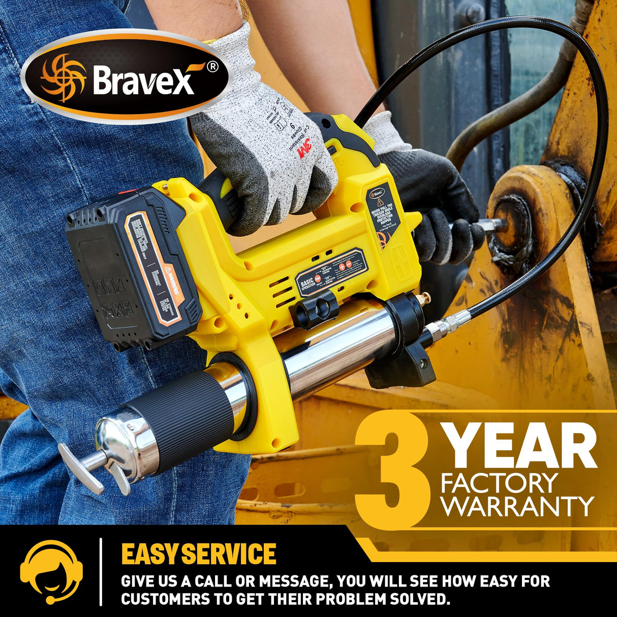 STEINBRÜCKE Grease Gun - Grease Gun Battery Powered with 40” Long Hose, 12,000 PSI Cordless Grease Gun, Electric Grease Gun 21V Tools STEINBRÜCKE