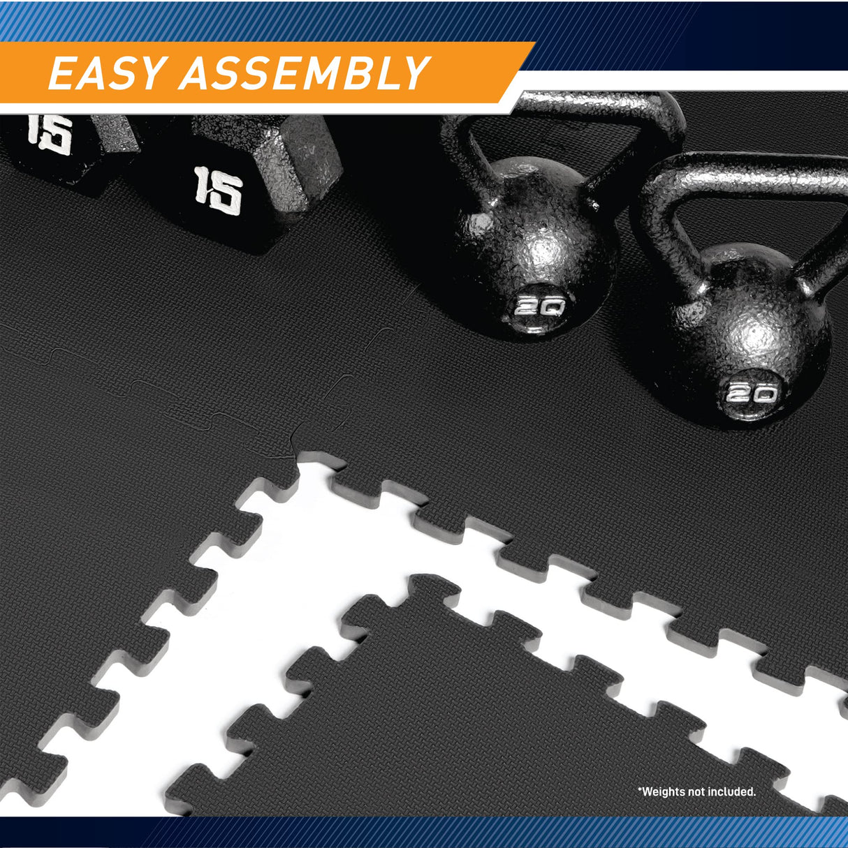 Marcy Interlocking Waterproof Flooring Mat for Exercise Equipment & Accessories MAT-20,Black MARCY