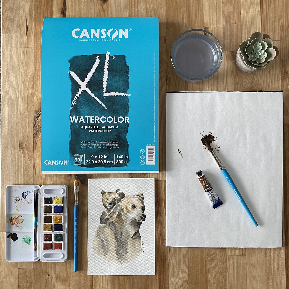 Canson XL Series Watercolor Pad, Heavyweight White Paper, Foldover Binding, 30 Sheets, 9x12 inch Canson