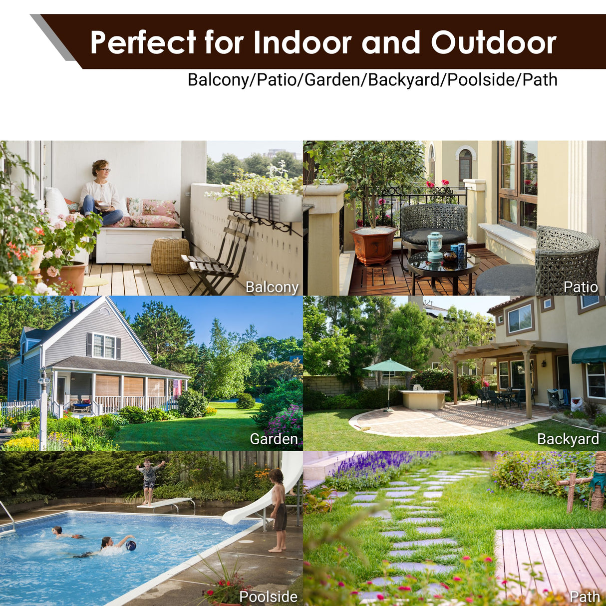 PrimeZone 162 PCS Plastic Interlocking Patio Deck Tiles - 12" x 12" Waterproof Indoor Outdoor Flooring, Patio Floor Decking for Balcony, Backyard, Garden & Poolside, All Weather Use, Dark Brown PrimeZone