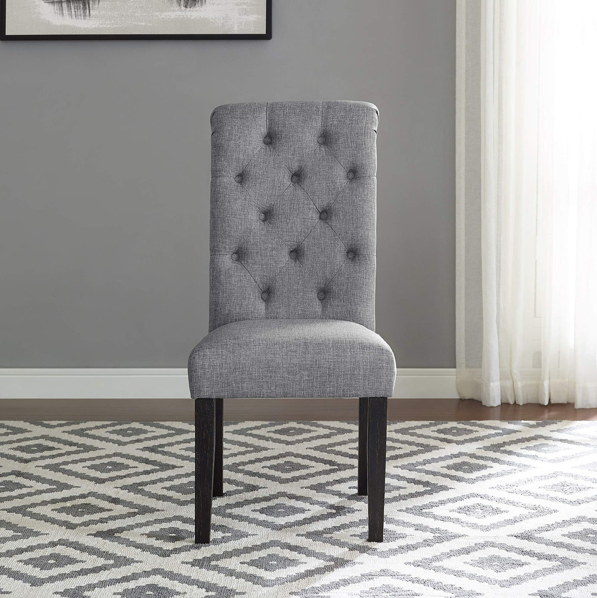 Roundhill Furniture Leviton Wood Dining Set, Table with 6 Chairs, Gray Roundhill Furniture