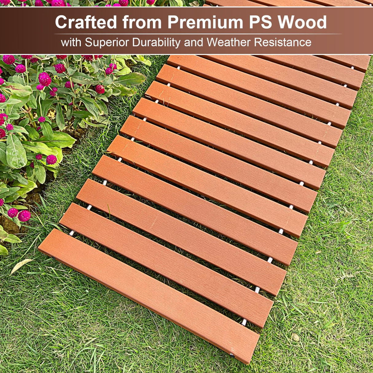 i frmmy Garden Pathway Walkway, PS Wood Outdoor Easy Roll-Out Path, PS Wooden Rollout (8'L x 18" W) i frmmy