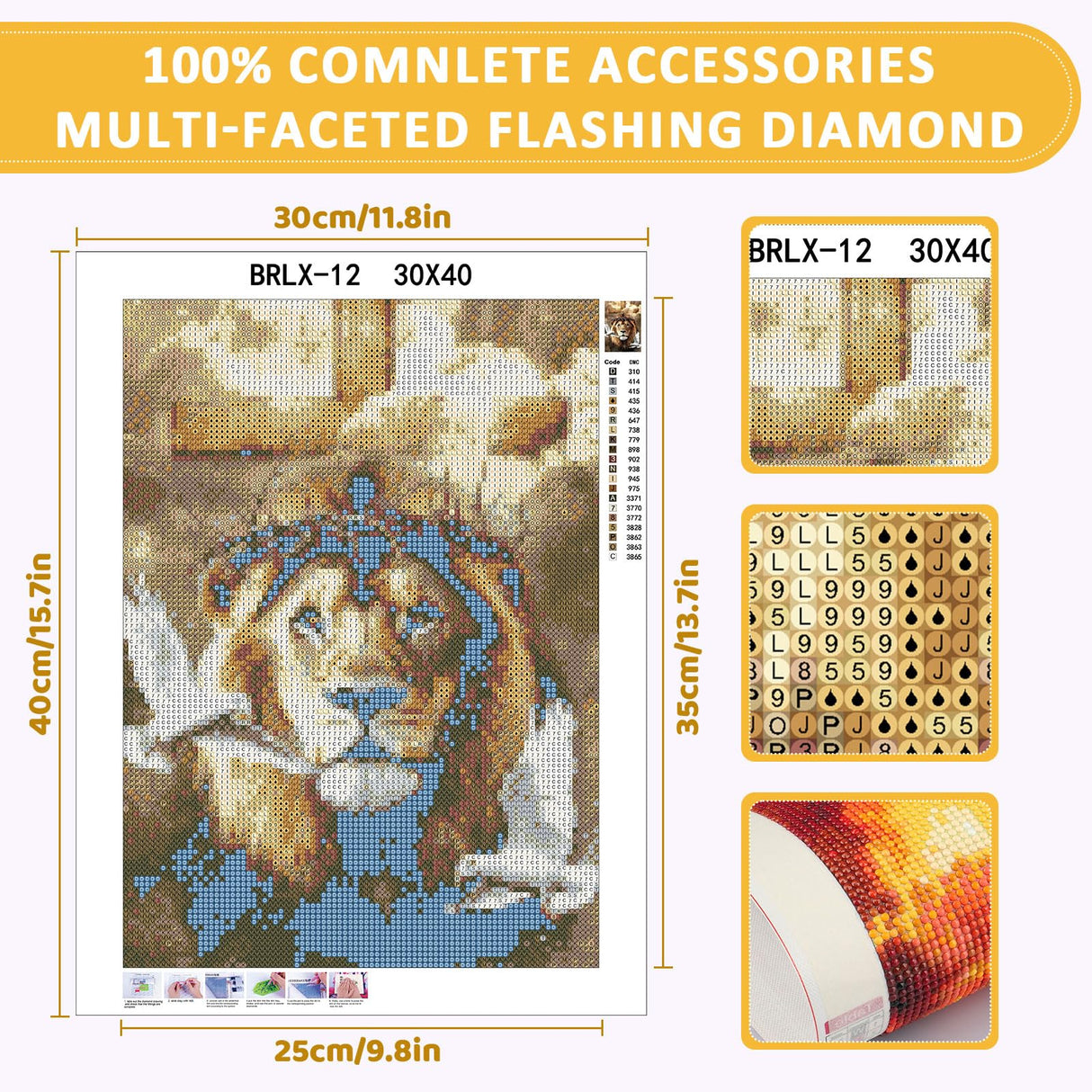 Skyboda Lion Diamond Art Kits for Adults, DIY 5D Jesus Diamond Painting Kit for Adults Beginners, Full Drill Diamond Gem Art Painting Kits Crafts for Wall Art Decor 12x16inch Skyboda