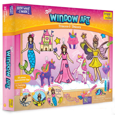 Imagimake Window Art Princess & Unicorn | Suncatcher Kit | Unicorn Toys for Girls Age 5-8 | Craft Kits for Ages 8-12 | Gifts for 5 Year Old Girls | Princess Toys