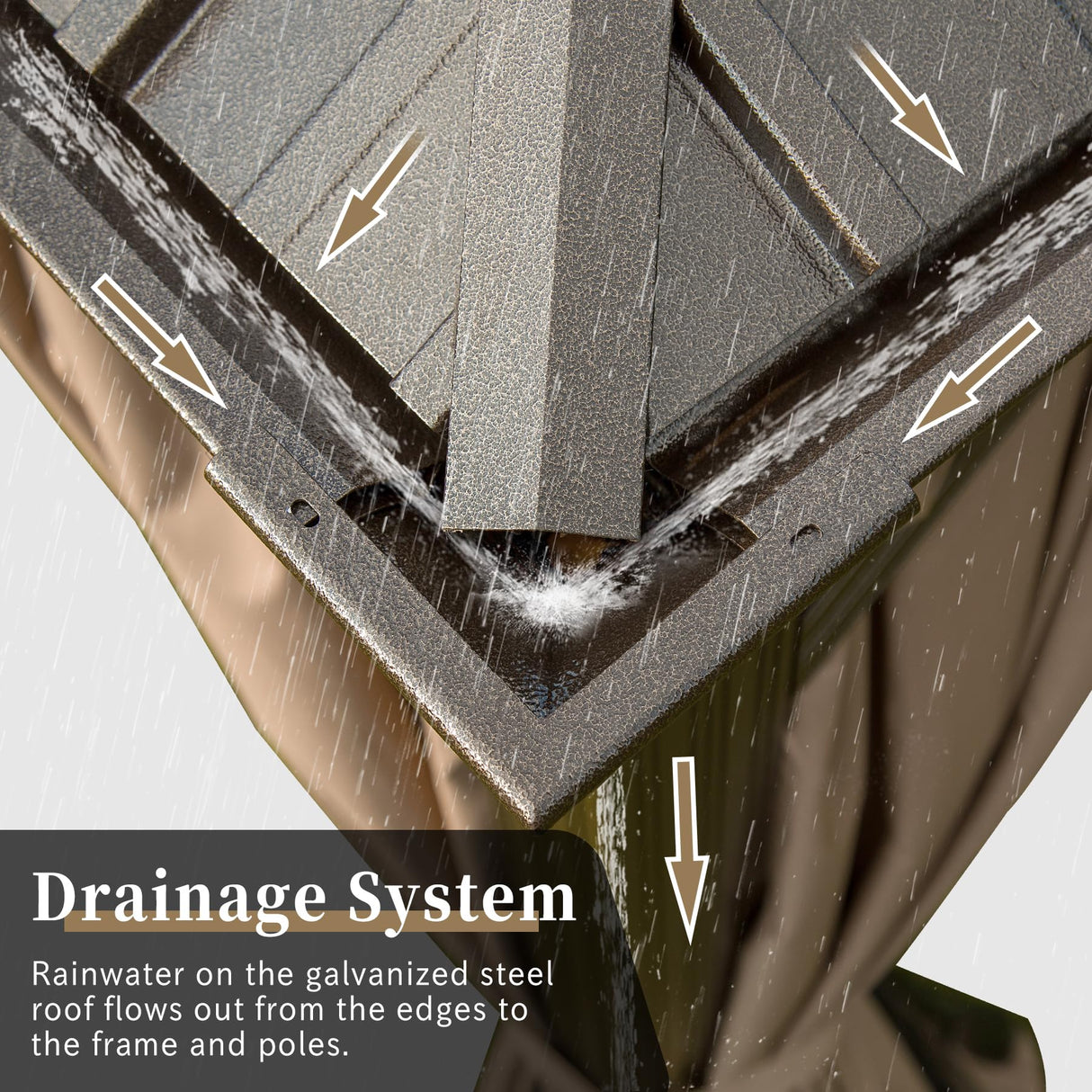 Domi 12x12FT Hardtop Gazebo with Netting & Curtains, Outdoor Aluminum Frame Gazebo with Galvanized Steel Double Roof, Outdoor Permanent Metal Pavilion for Patio Deck Lawn and Garden, Brown domi outdoor living