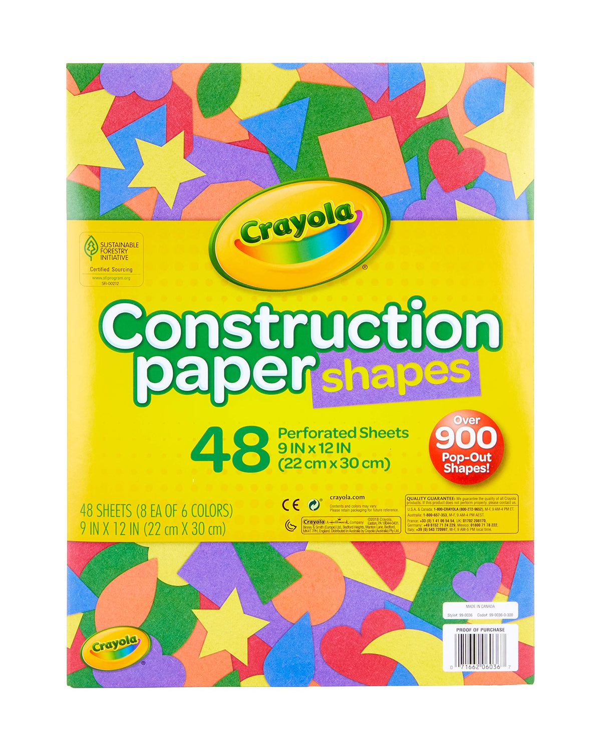 Crayola Construction Paper Shapes, Over 900 Precut Shapes, Kids Craft Supplies Crayola