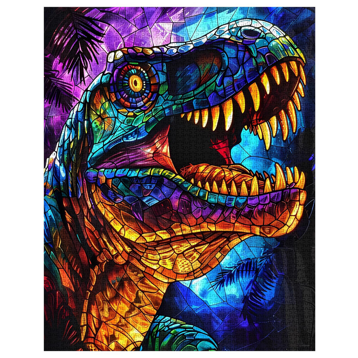 Glass Dinosaur Jigsaw Puzzle,T-Rex 1000 Pieces Jigsaw Puzzles for Adults,27 x 20 Inches Puzzles for Families,HD Quality Stained Glass Dinosaur Photo Puzzle Gift,Family Activity Perfect for Game Nights Tucocoo