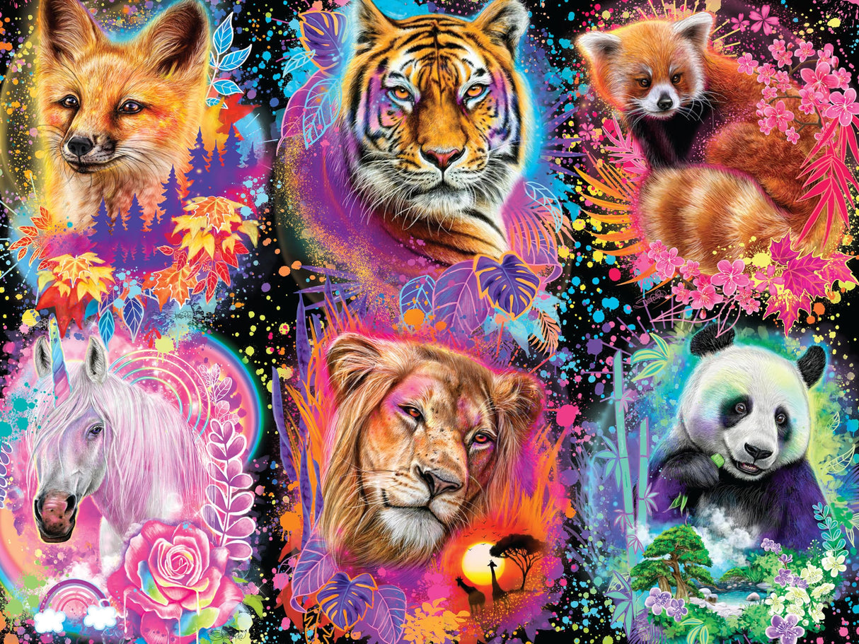 Ceaco - Glow in The Dark - Glowrious Animals Glow - 750 Piece Jigsaw Puzzle Ceaco