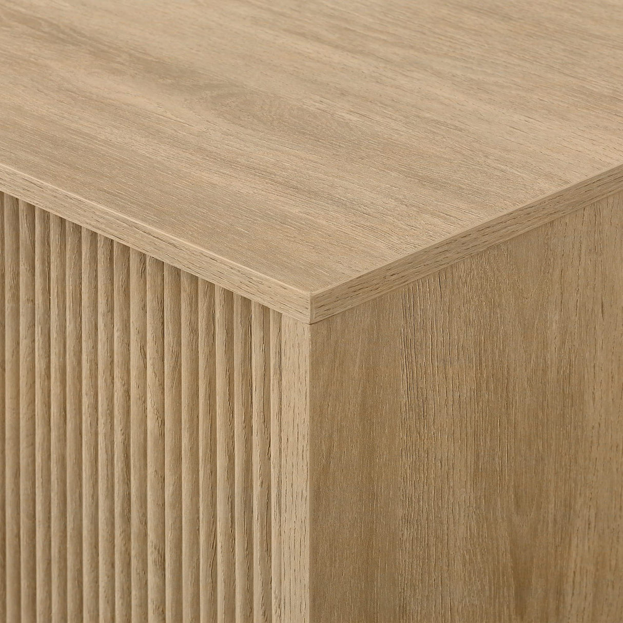 Walker Edison Walton Modern Fluted-Door Low Stand for TVs up to 80 Inches, 70 Inch, Coastal Oak Walker Edison