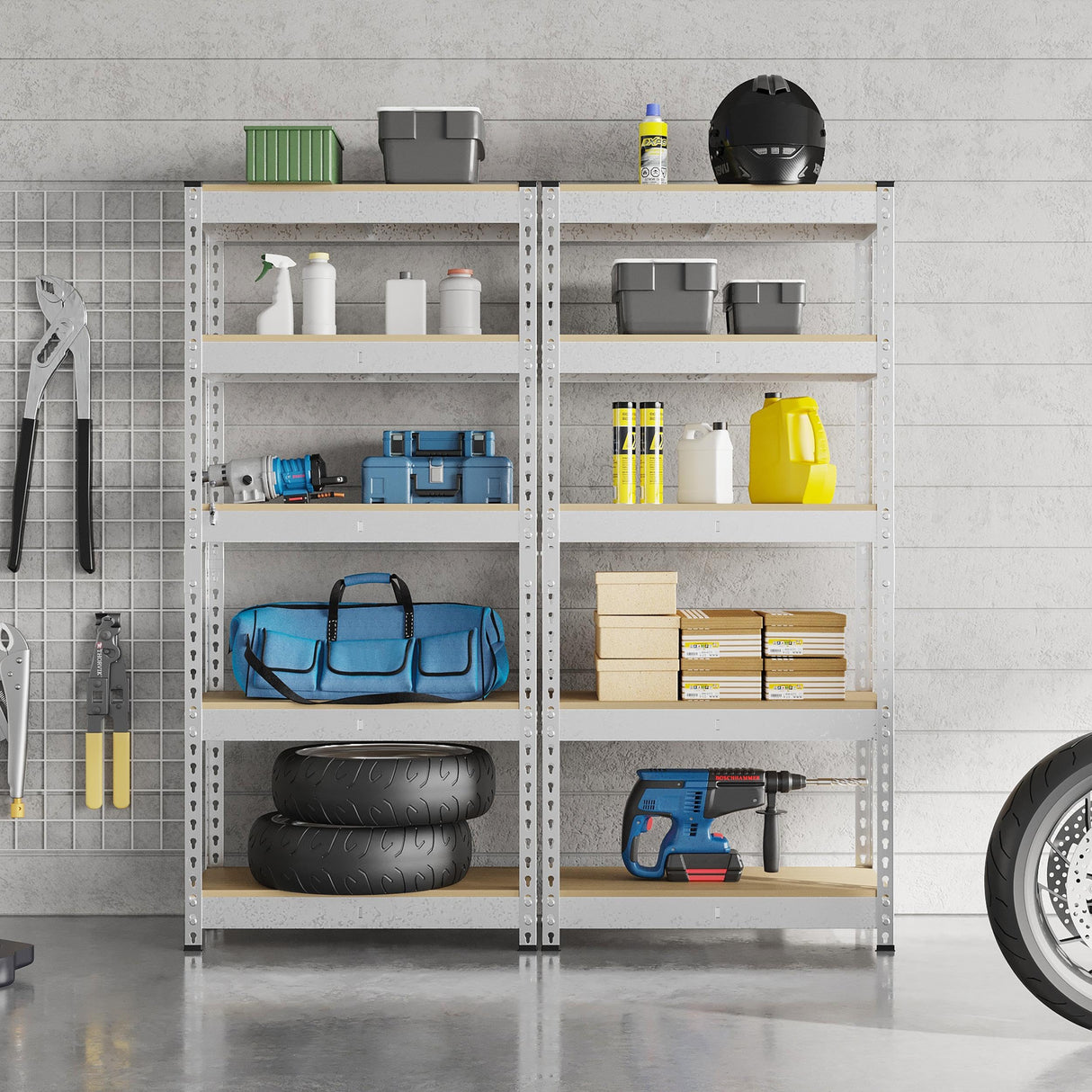 Topeakmart 5-Tier Utility Shelves, Metal Storage Shelves Garage Shelving Unit Adjustable Garage Storage Shelves Storage Racks Heavy Duty Shed Topeakmart