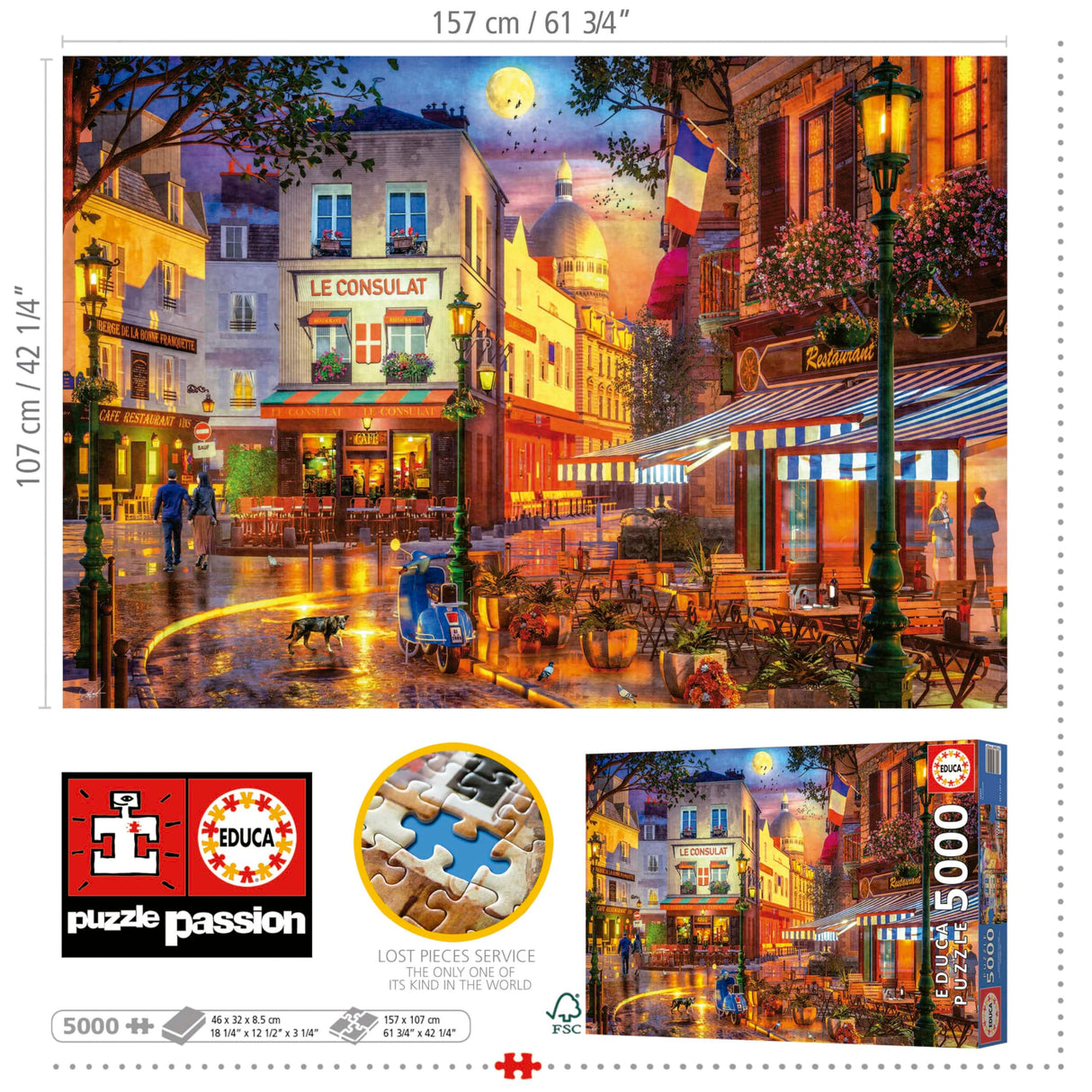 Educa - Le Consulat - 5000 Piece Jigsaw Puzzle - Puzzle Glue Included - Completed Image Measures 62"x 42" - Ages 14+ (19950) Educa