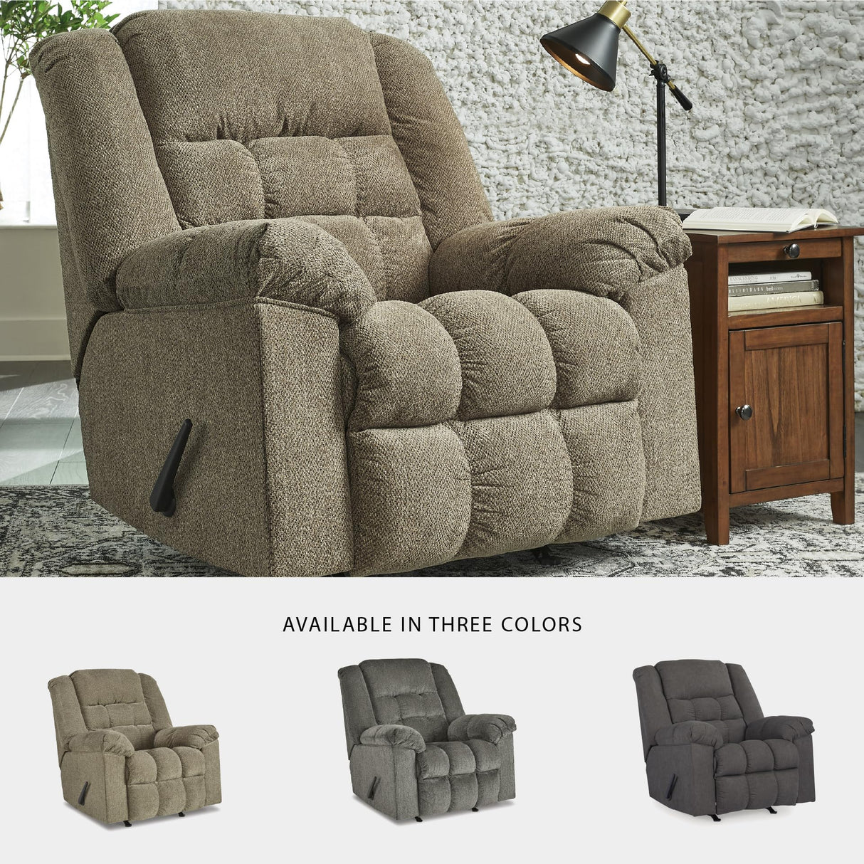 Signature Design by Ashley Kegler Contemporary Tufted Manual Rocker Recliner, Light Brown Signature Design by Ashley