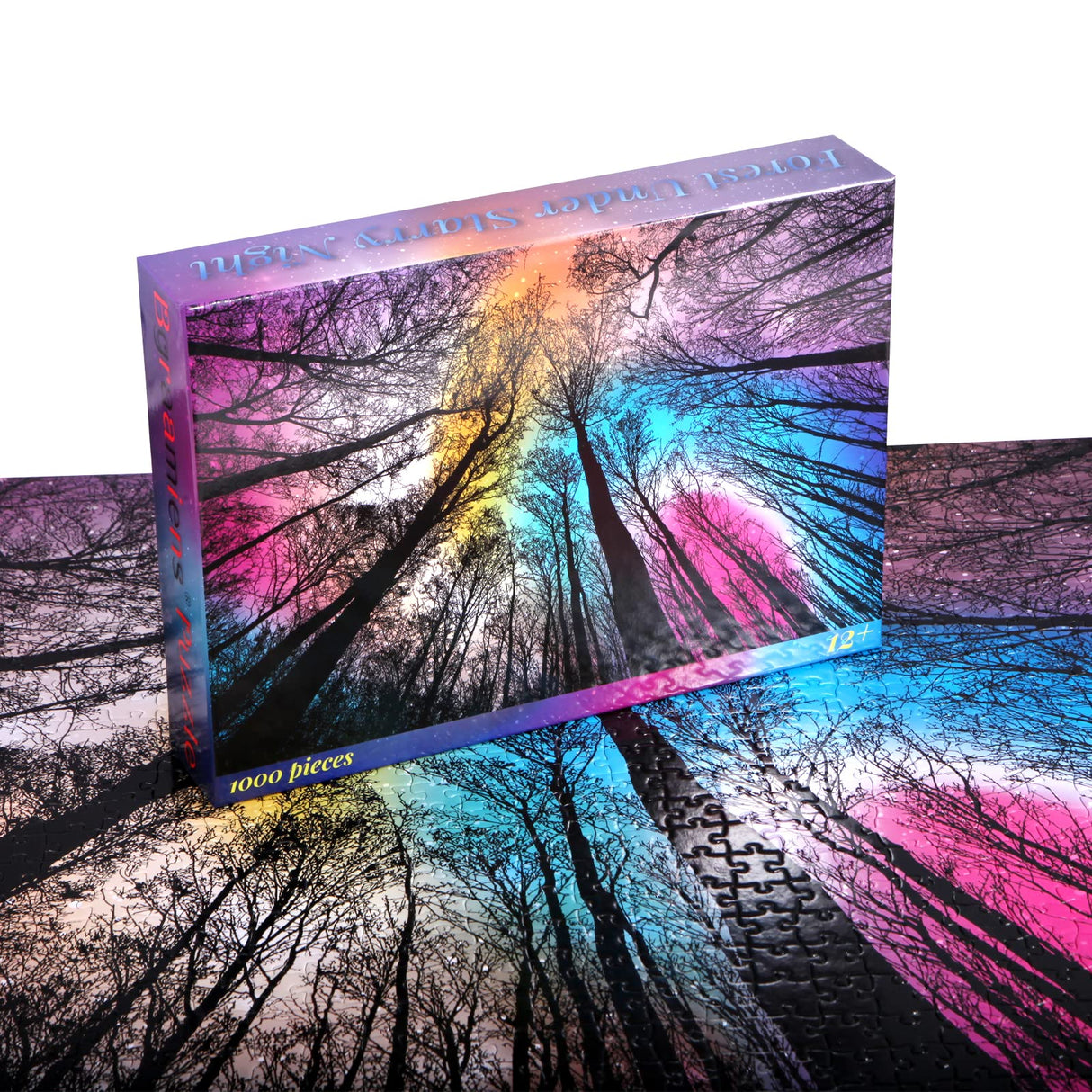 Bgraamiens Puzzle-Forest Under Starry Night-1000 Pieces Gradient Magic Colorful Puzzle for Adult,Hard Challenge Puzzle for Adult Bgraamiens