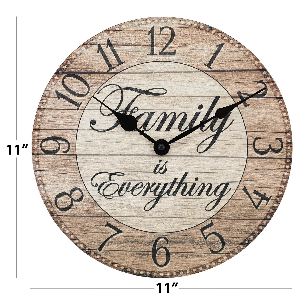 Westclox Wall Clock, 11-Inch Round Analog Clock with Inspirational Dial, Battery Powered, Quartz Movement, Farmhouse Rustic Decor for Living Room, Kitchen, Bedroom (Family is Everything, 11-Inch) Westclox