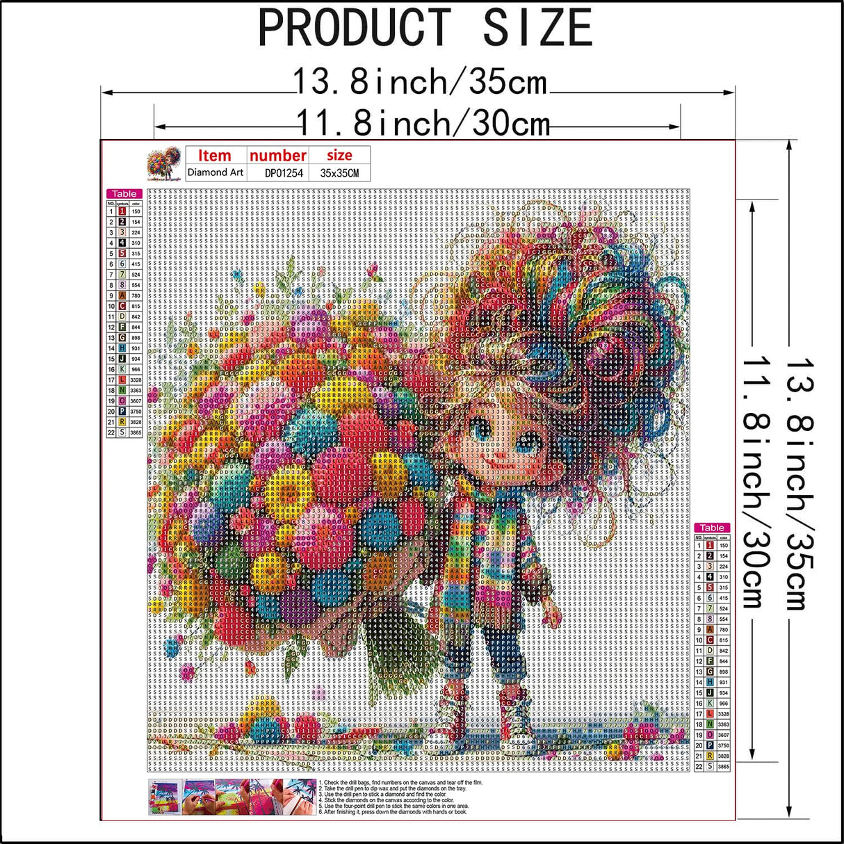 AIBOERL Cartoon Little Girl Diamond Art Kits for Adults-5D Diamond Painting Kits for Beginners, DIY Full Round Drill Diamonds Gem Art for Home Decor 14X14Inch AIBOERL