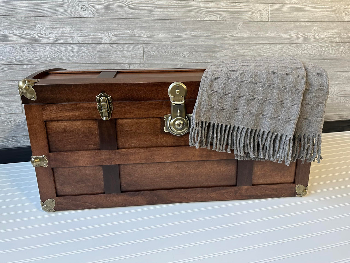 Tradition Craft Steamer Trunk Hope Chest for Blankets, Amish Hand-Crafted in USA Maple, 36" Large Blanket Storage Trunks Bedroom Trunk or Blanket Trunk w/Cedar Tray & Brass Lock Tradition Craft