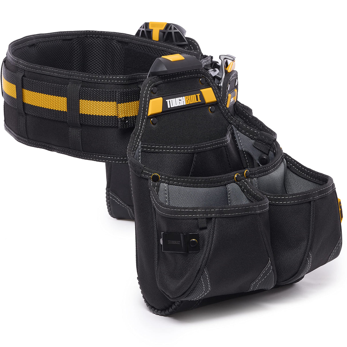 ToughBuilt - 4-piece Contractor Tool Belt Set - Heavy Duty and Durable - 3 Cliptech Pouches and padded Toolbelt - (TB-CT-101-4P) ToughBuilt