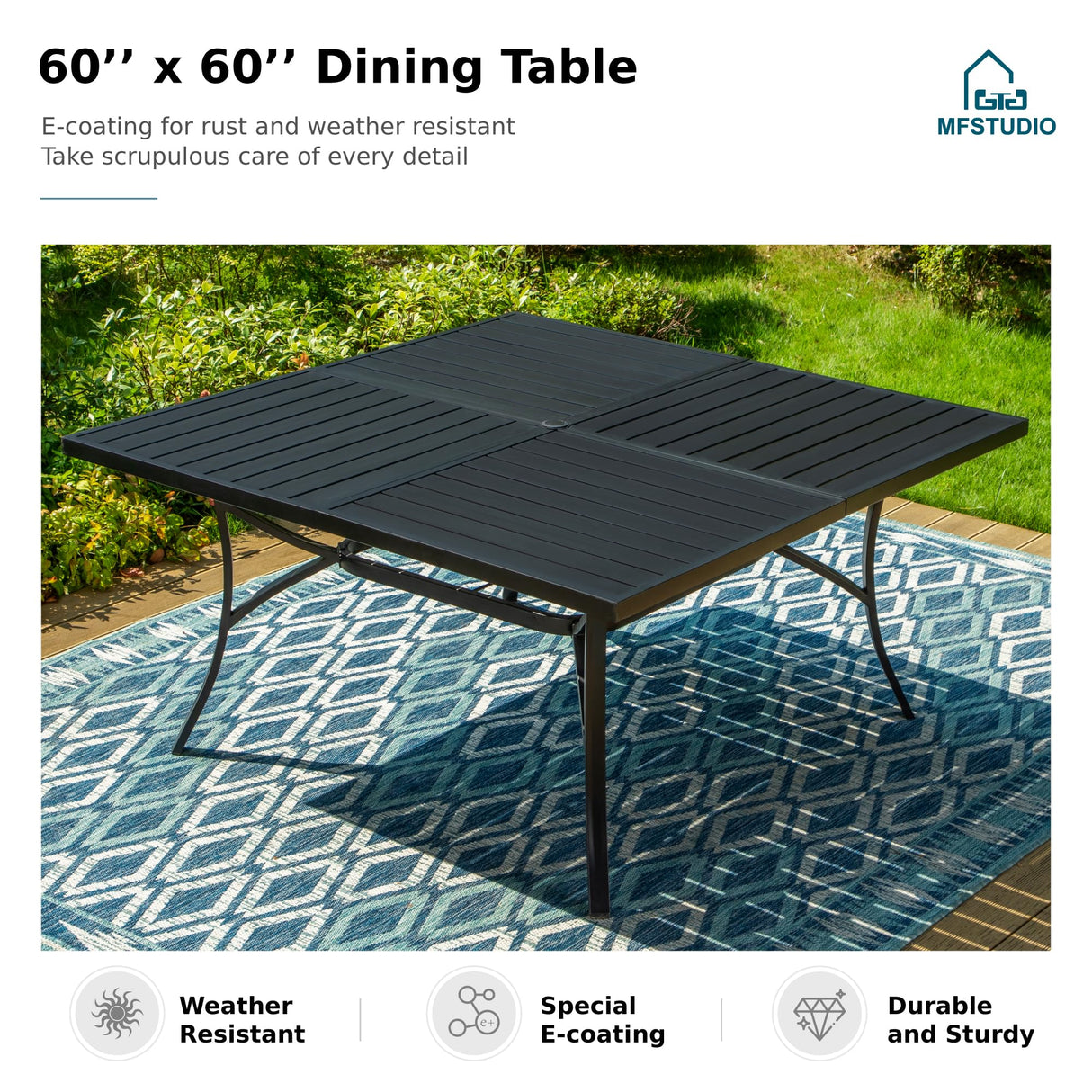 MFSTUDIO Patio Table and Chairs Set, Patio Dining Set for 8 with Umbrella Hole, 9 Piece Outdoor Patio Furniture Set for Deck/Backyard/Poolside/Garden MFSTUDIO