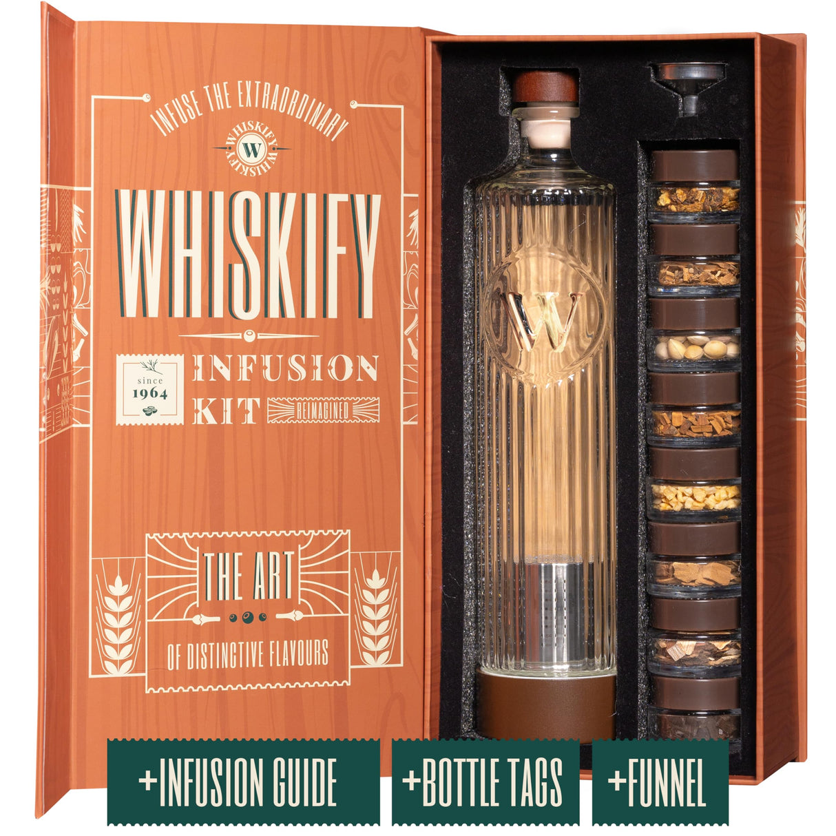 DIY Whiskey Gifts for Men - Whiskey Making Kit Complete with Botanicals, Wood Chips & Whiskey Decanter Set for Men - Bourbon Gifts for Men Who Have Everything with Whiskey Infusion Kit by Whiskify Whiskify