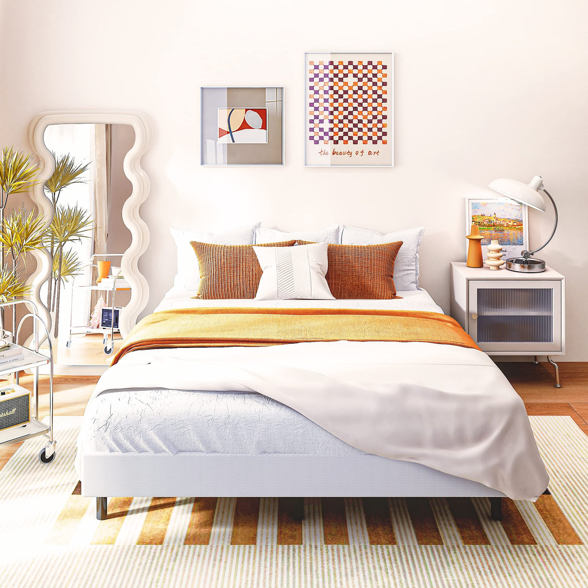 THEOCORATE 7 Inch Full Box Spring, Metal High Profile Spring, Heavy Duty Mattress Foundation, Easy Clean Cover, Quiet, Non-Slip, Simple Assembly THEOCORATE