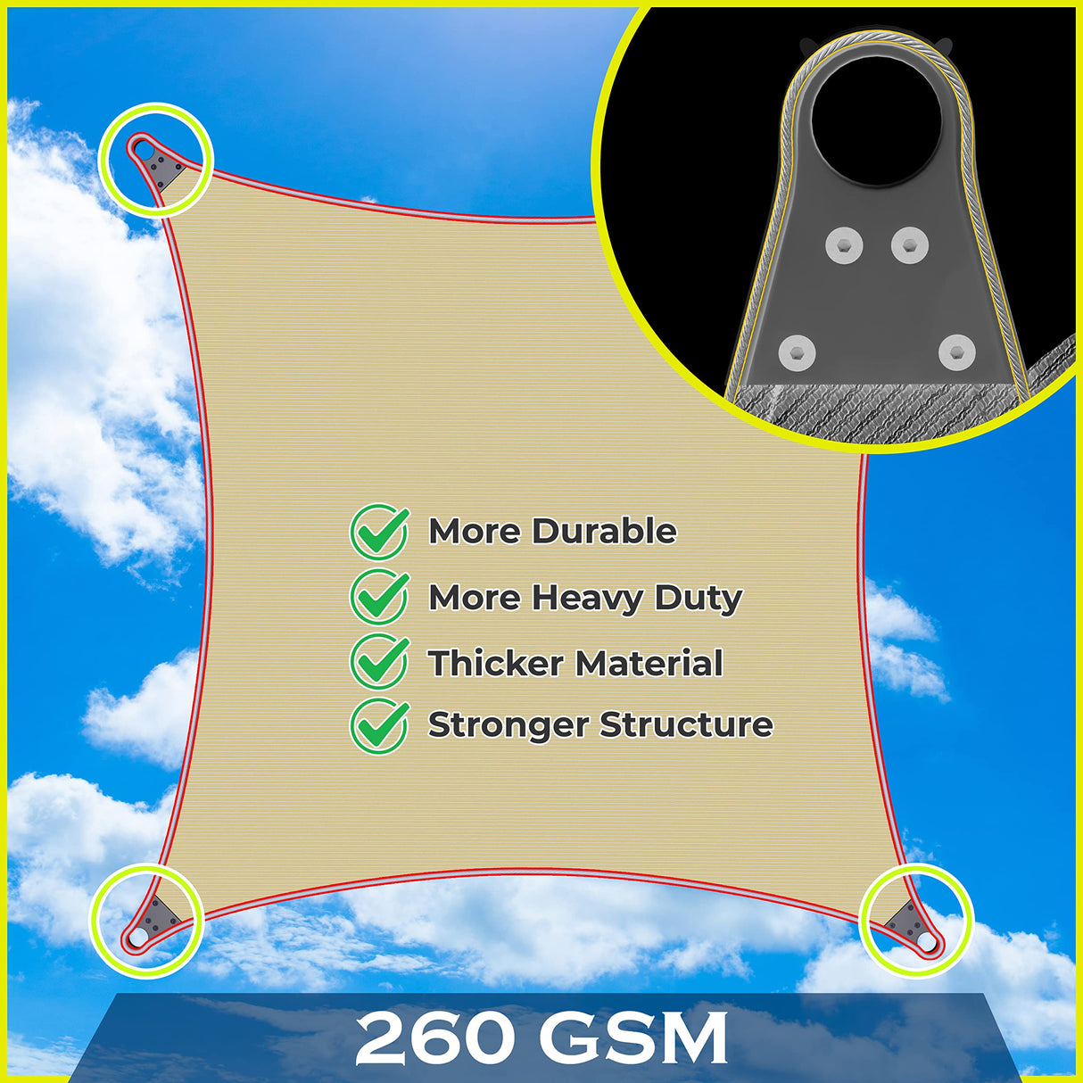 ShadeMart Heavy Duty 30' x 36' Grey Sun Shade Rectangle Shade Sail, Super Ring Canopy Awning Shades for Patio Carport Yard UV Blockage Commercial Grade 260 GSM, We Custom Size ShadeMart