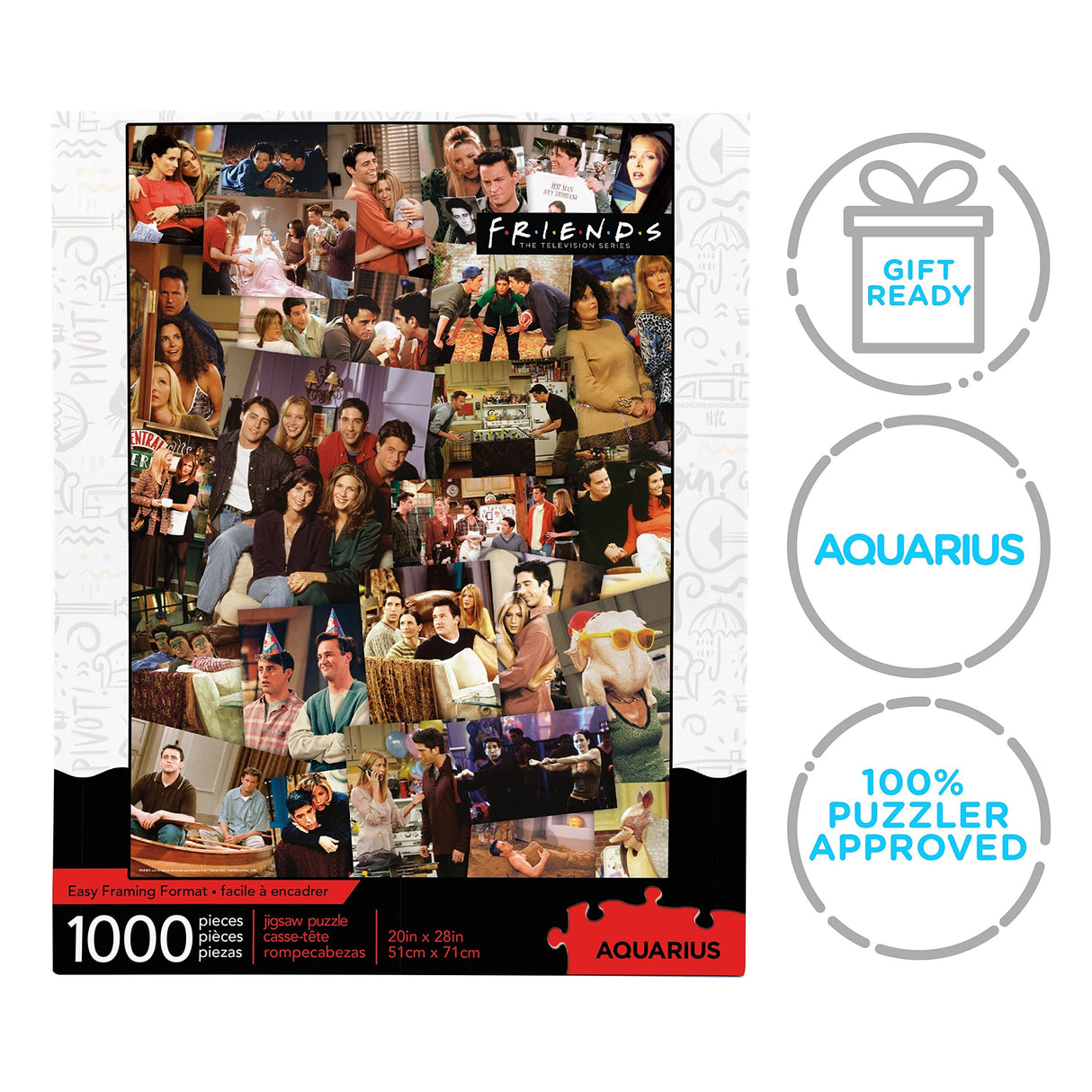 AQUARIUS Friends Collage Puzzle (1000 Piece Jigsaw Puzzle) - Officially Licensed Friends TV Show Merchandise & Collectibles - Glare Free - Precision Fit - 20 x 28 Inches AQUARIUS