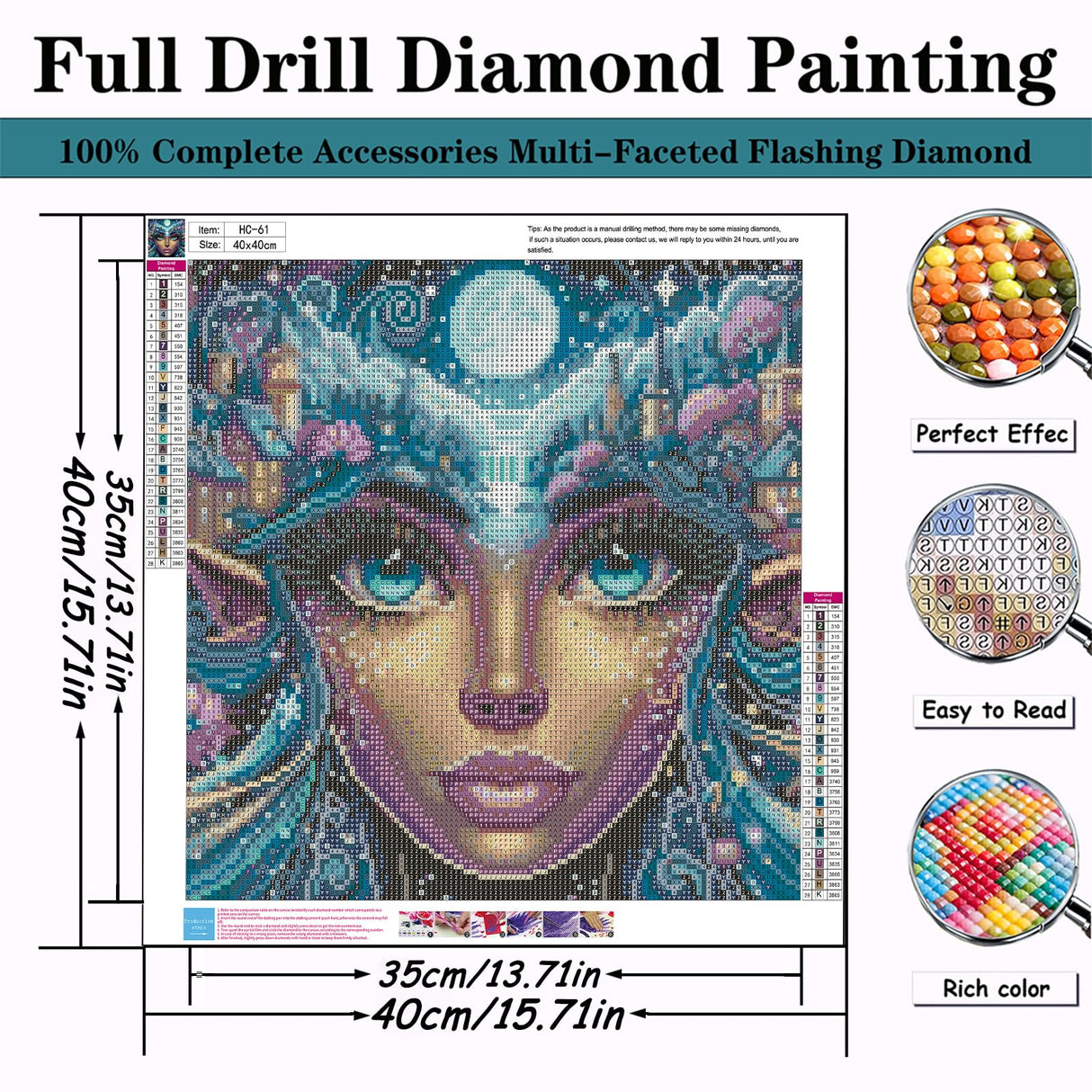 5D Fairy Diamond Painting Kits for Adults Beginners,DIY Moon Landscape Diamond Art,Full Round Drill Diamond Dot Gem Art Kits, Home Wall Decor 16x16 Inch AREOPNMG