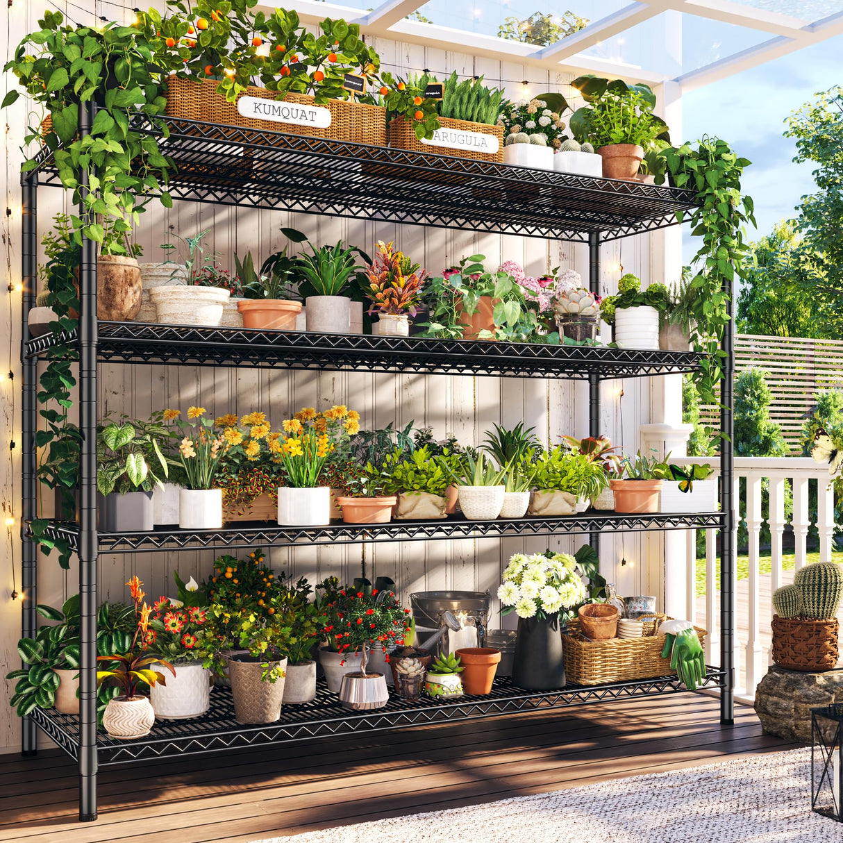 REIBII 60" W Storage Shelves 4 Tier Wire Shelving Unit with Wheels 3000 LBS Heavy Duty Steel Commercial Shelving for Garage,Pantry,Warehouse,Kitchen,School, Business,60”W ×24”D×65.3”H REIBII