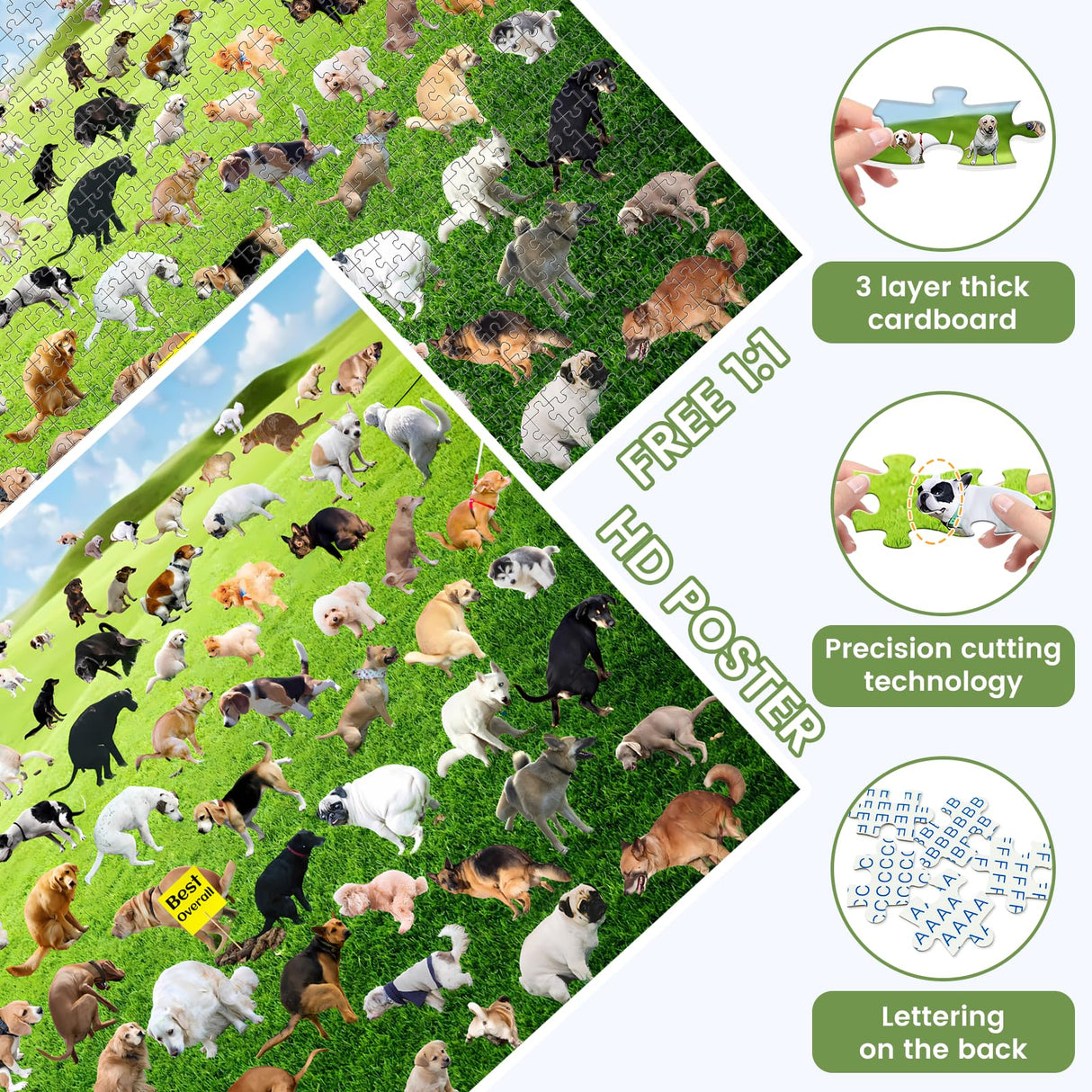 1000 Pieces Puzzles for Adults, Pooping Puppies Puzzle, Dogs Jigsaw Puzzles 1000 Pieces, Funny Gifts for Dog Lovers Friends, Perfect White Elephant Gag Gift, Dog Puzzle as Funny Home Party Decorations VOLUVOLU