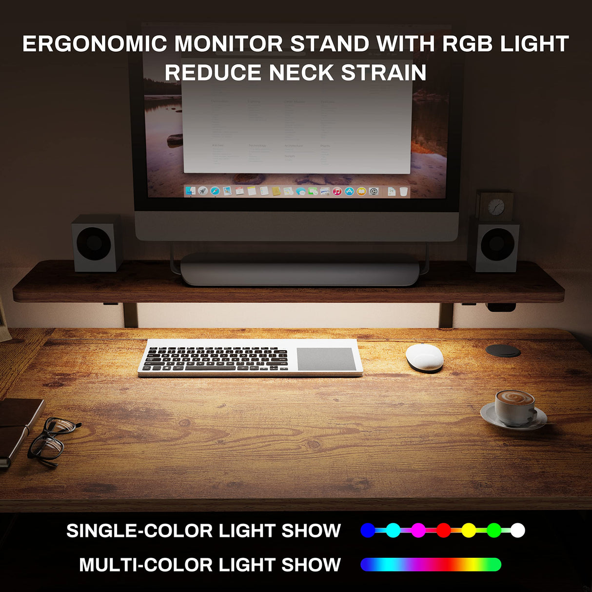 EUREKA ERGONOMIC Standing Desk with Keyboard Tray, Computer Desk, 61" L Shaped Electric Adjustable Height Desk w Monitor Stand LED, Corner Sit Stand Desk Gaming Desk, Dual Motor,Left/Rustic Brown EUREKA ERGONOMIC