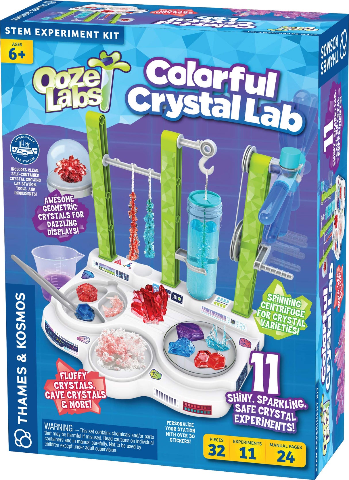Thames & Kosmos Ooze Labs Colorful Crystal Lab STEM Experiment Kit & Lab Setup | Awesome Geometric Crystals, Dazzling Displays, with 11 Shiny, Sparkly, Safe Experiments | Stickers to Decorate Your Lab Thames & Kosmos