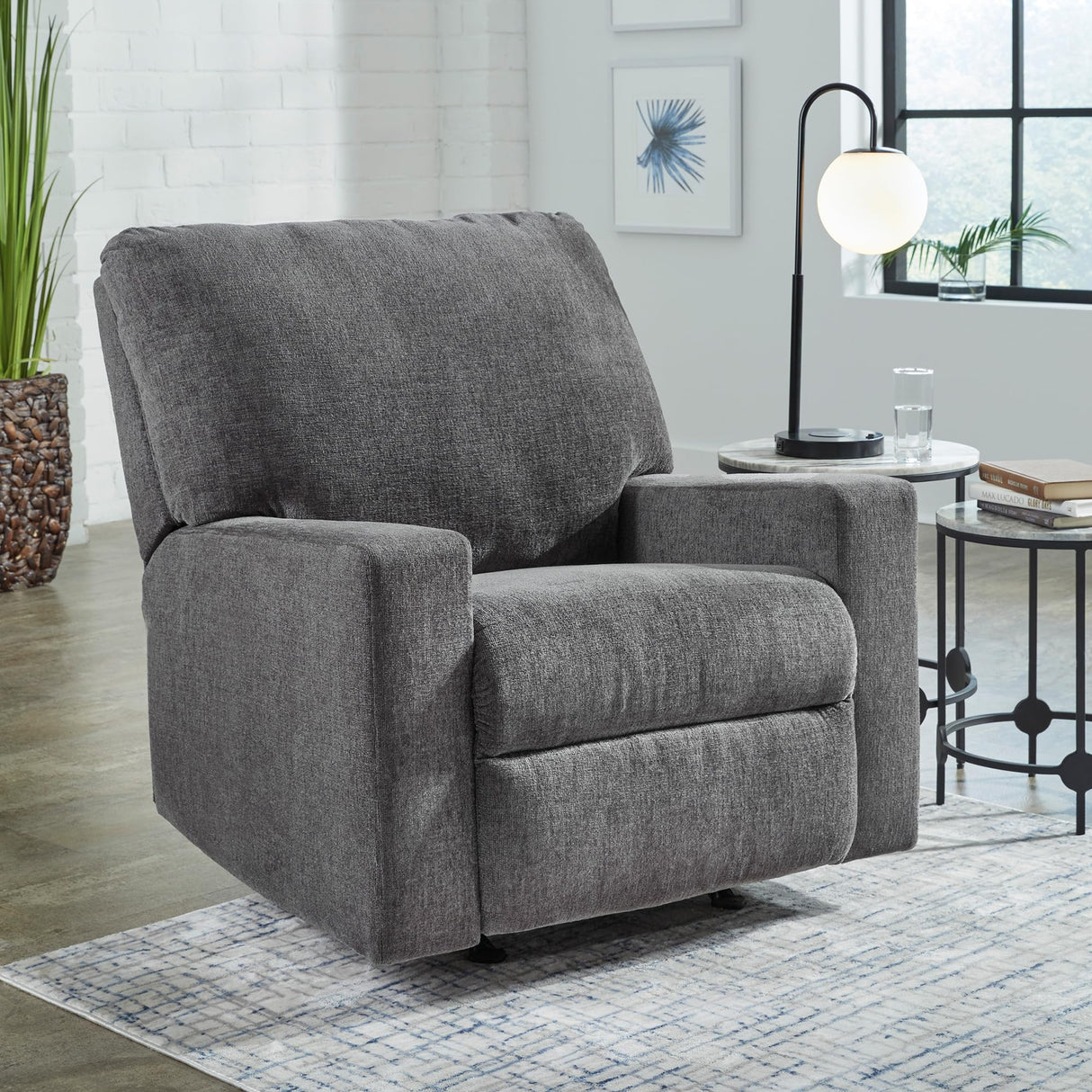 Signature Design by Ashley Rannis Casual Manual Rocker Recliner, Gray Signature Design by Ashley
