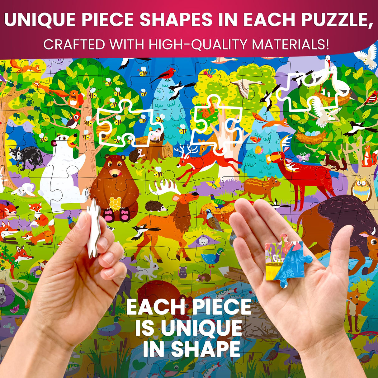 QUOKKA 100 Piece Puzzles for Kids Ages 4-6 – 3 Floor Kids Puzzles Ages 6-8 Year Old – Toy for Learning Ocean & Forest Animals for 8-10 yo – Jigsaw Toddler Game for Boy and Girl Ages 3-5 QUOKKA
