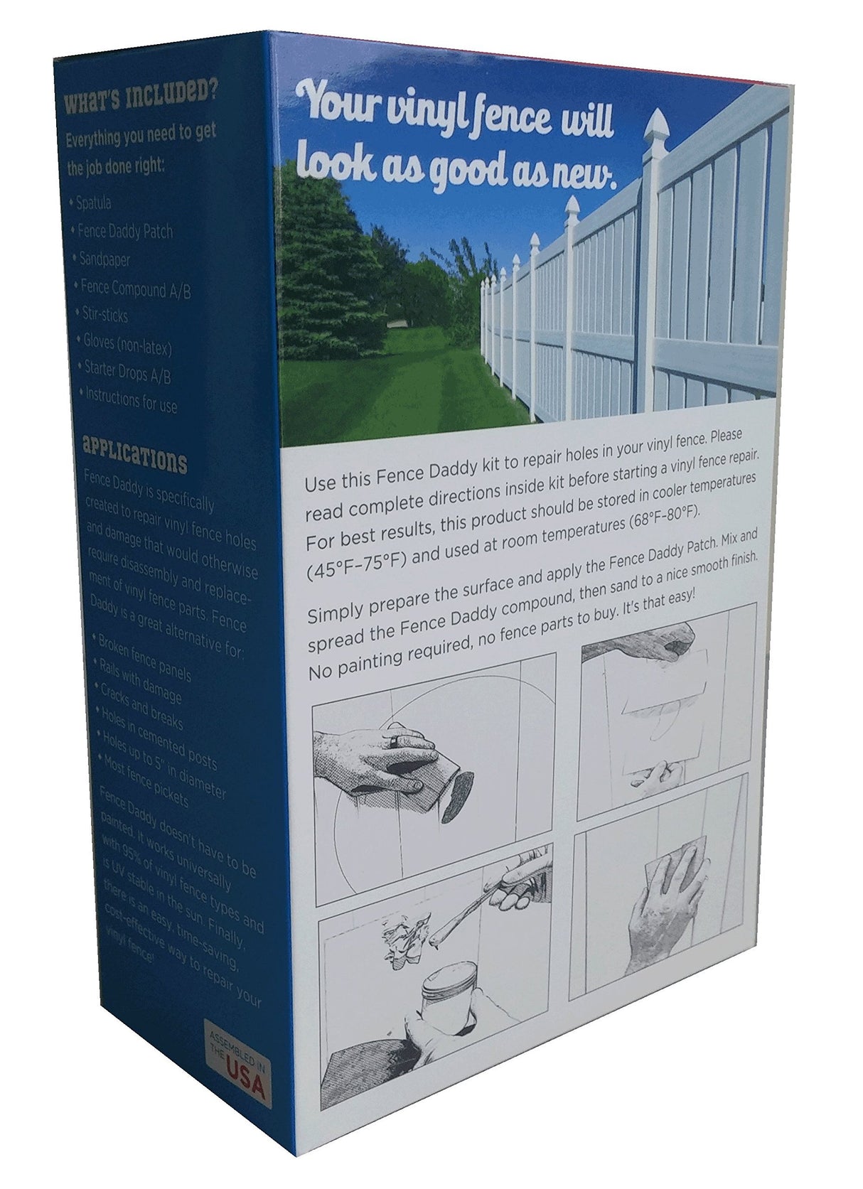Vinyl Fence Post Repair Kit (Alternative to Replacement Vinyl Fence Panels, Posts, Pickets, Sections, Rails and Parts) White Fence Daddy Kit Fence Daddy