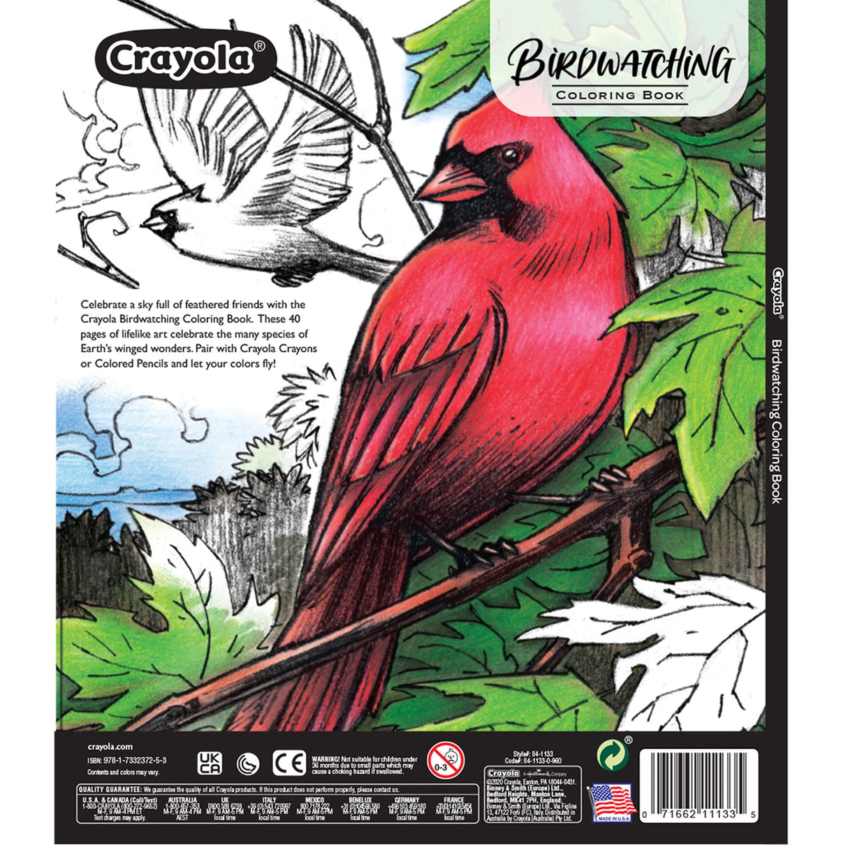 Crayola Bird Coloring Book (40pgs), Adult Coloring Pages, 8.5 x 10, Stress Relieving Coloring, Mindfulness Activity for Adults Crayola