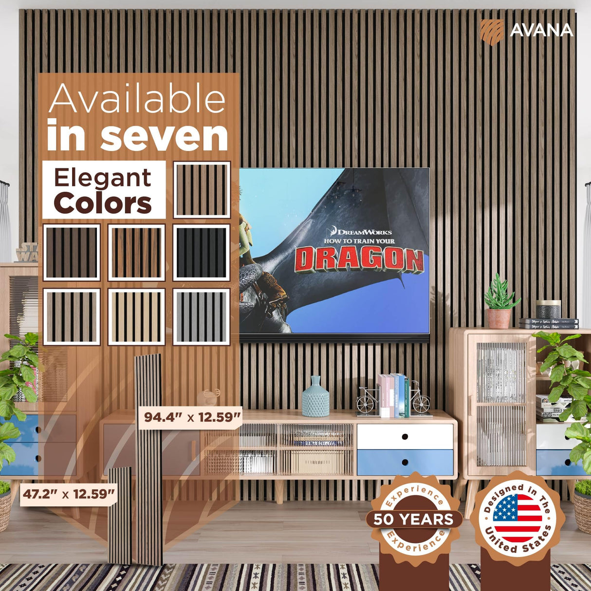 Avana Acoustic Wood Wall Panels – 94.4 x 12.6 Inch Natural Walnut Acoustic Panels 2 PCs – Wall Panels For Interior Wall Decor For Homes, Offices, Studios – Pleasing Decorative Wood Panels For Wall Avana