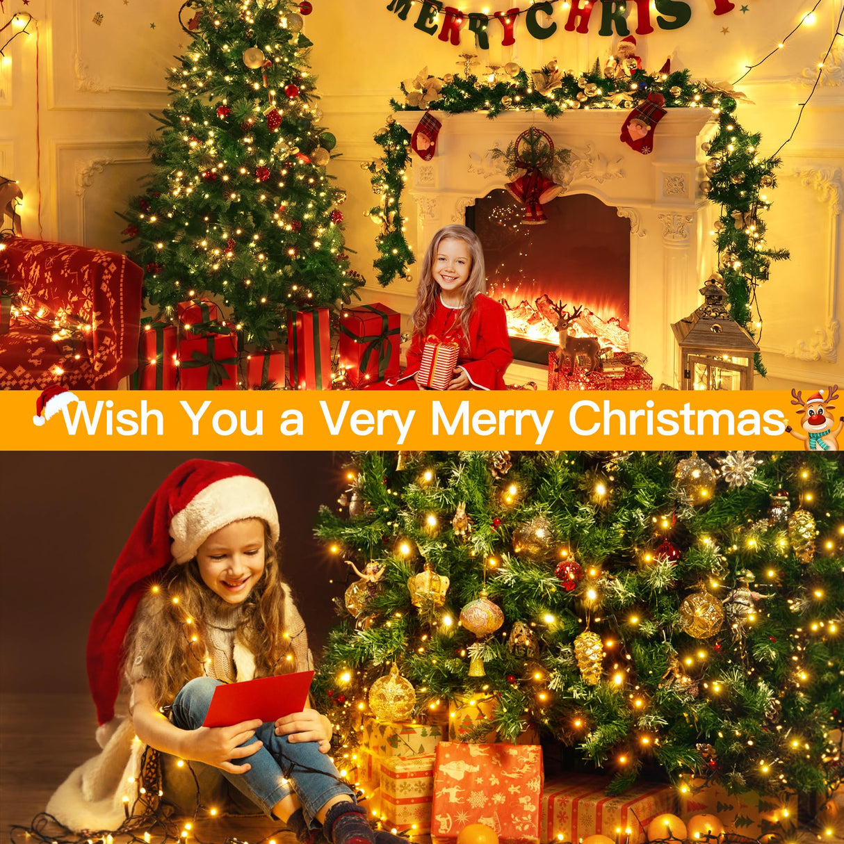 Ollny Christmas Lights 262FT 800LED, Plug-in Outside Tree Lights with Timer and 8 Modes, Remote Control Waterproof Dimmable Outdoor String Lights for House Yard Patio Xmas Decorations(Warm White) Ollny