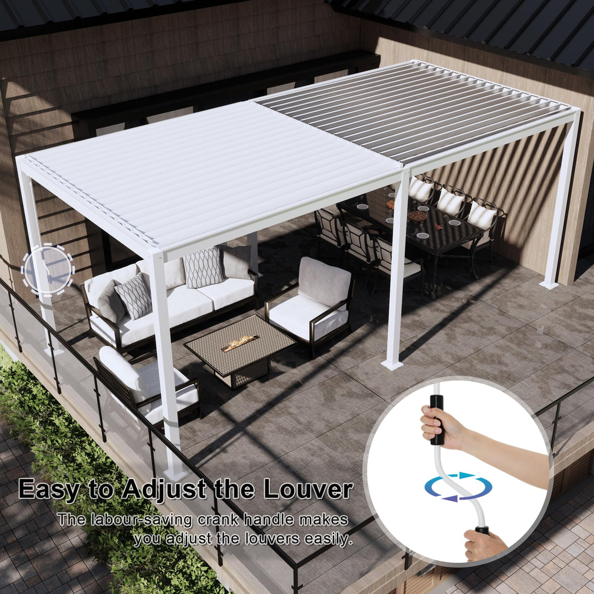 MASTERCANOPY 12’ X 20’ Louvered Pergola Outdoor Aluminum Patio Pergola with Adjustable Roof for Deck Backyard Garden (White) MASTERCANOPY