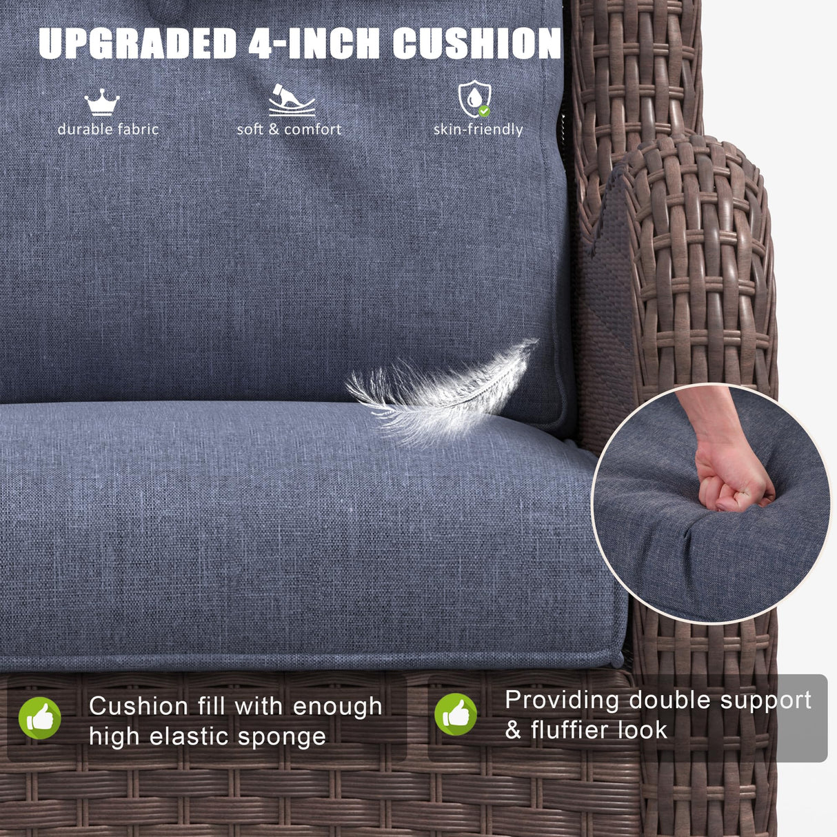 LayinSun 7 Pieces Outdoor Patio Furniture Set with Fire Pit Table, Rattan Wicker Sectional Swivel Rocker Chairs Sets with Ottomans, Swivel Glider Chairs and Coffee Table LayinSun