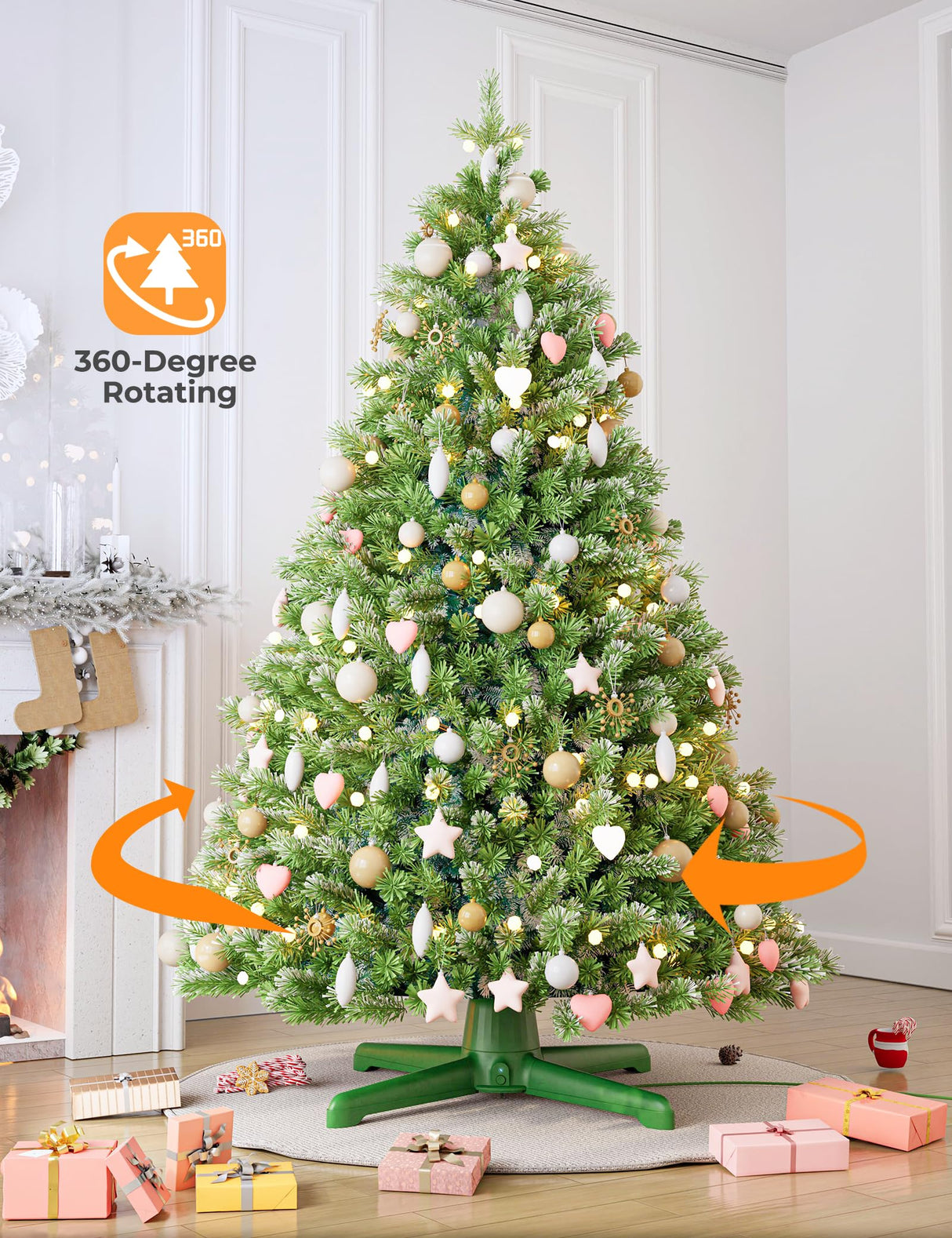 DG-Direct (2024 Upgrade) Rotating Christmas Tree Stand with Remote Control, Stable 360 Revolving Tree Base Stand, Up to 7.5ft 90lb. Adjustable Christmas Tree Holder for Xmas Tree, Artificial Tree DG-Direct