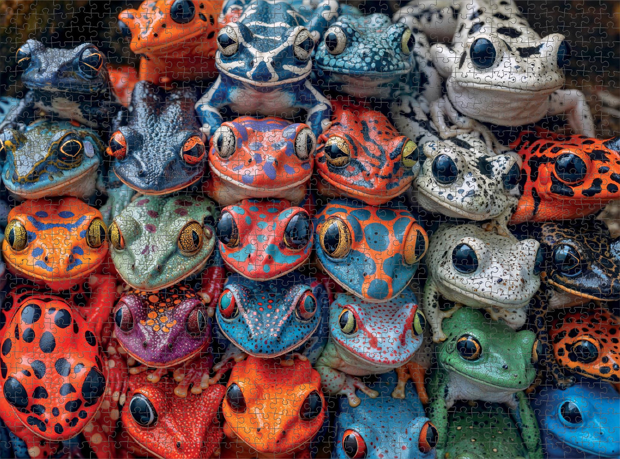 Cross & Glory - Frogtastic Kaleidoscope - 1000 Piece Jigsaw Puzzle for Adults | Vivid Frog Design | Satin Finish Cross & Glory