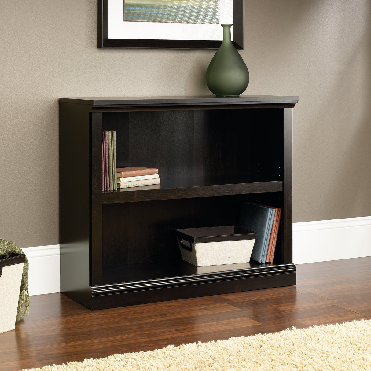 Sauder Miscellaneous Storage 2-Shelf Bookcase/ book shelf, Estate Black finish Sauder