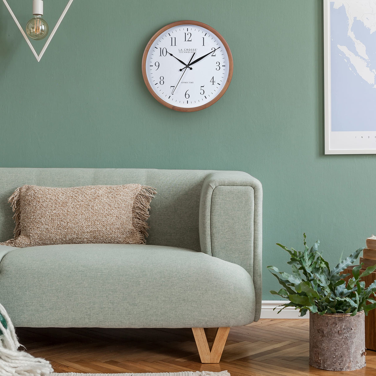 La Crosse Technology 404-50447-INT 12.8" Atomic Walnut Analog Wall Clock La Crosse Technology