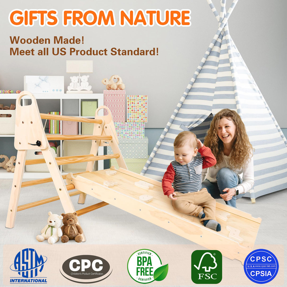 Vinworlf 8 in 1 Pikler Triangle Set, Foldable Baby Climbing Toys, Montessori Climbing Set with Arch&Ramp&Ladder&Whiteboard, Toddler Climbing Toys, Indoor Playground Climbing Toys for Toddlers 1-3 Vinworlf