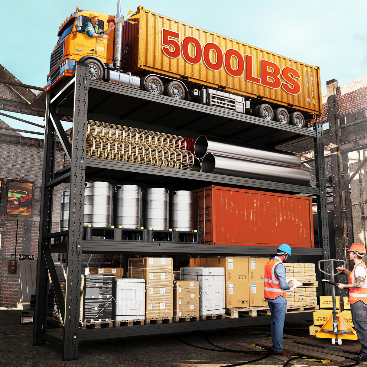 71” W Storage Shelves Heavy Duty, 5000LBS Metal Garage Shelving Units, 4 Tier Storage rack shelf, Steel Industrial Shelving , Adjustable Standing Shelf for Basement/Warehouse 71"W x 24"D x 70"H, Black AFAIF